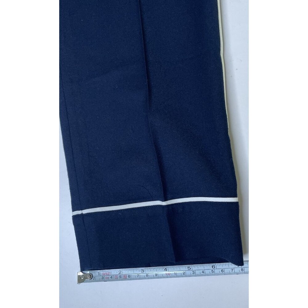 J.Crew Wool Blend Navy Pants 8 Tall Pajama Trousers Elastic Waist Trimmed - Picture 8 of 9